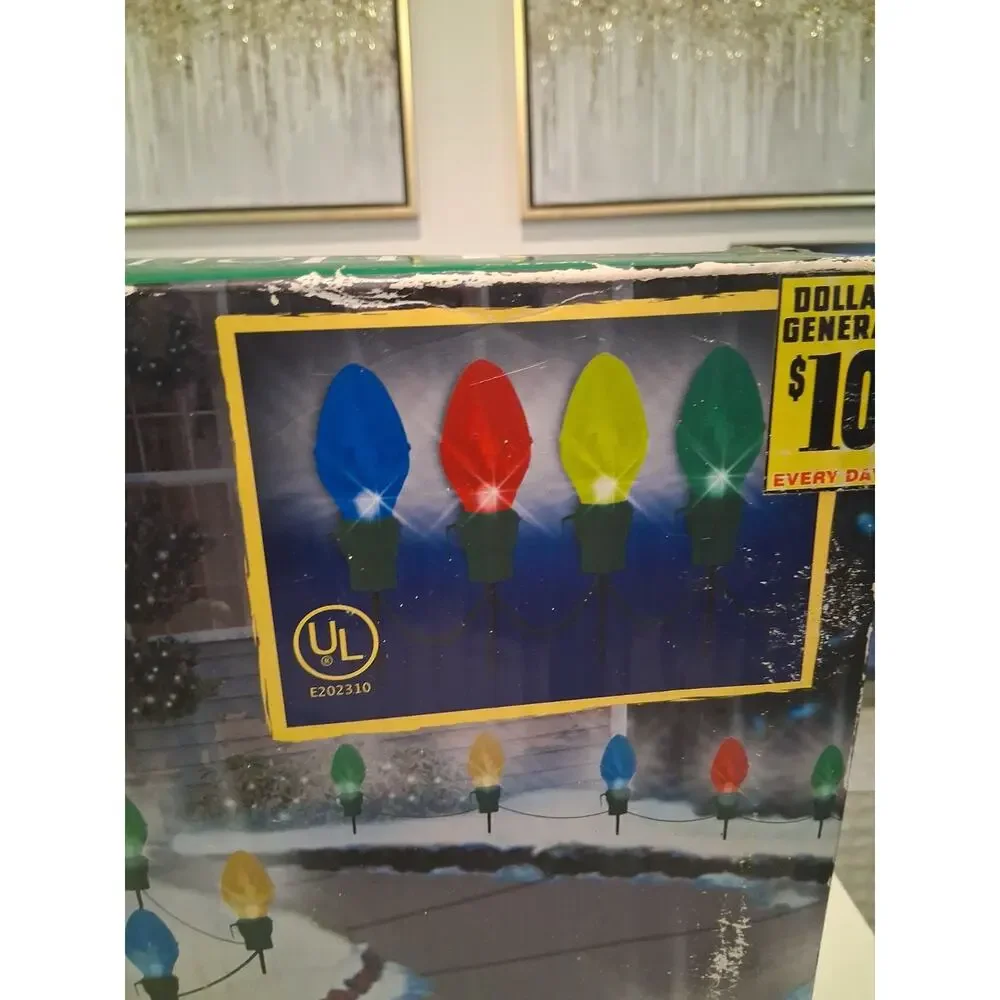 Open Box Vintage Seasons Holiday 4 Pathway Lights Multi Color Christmas Lawn